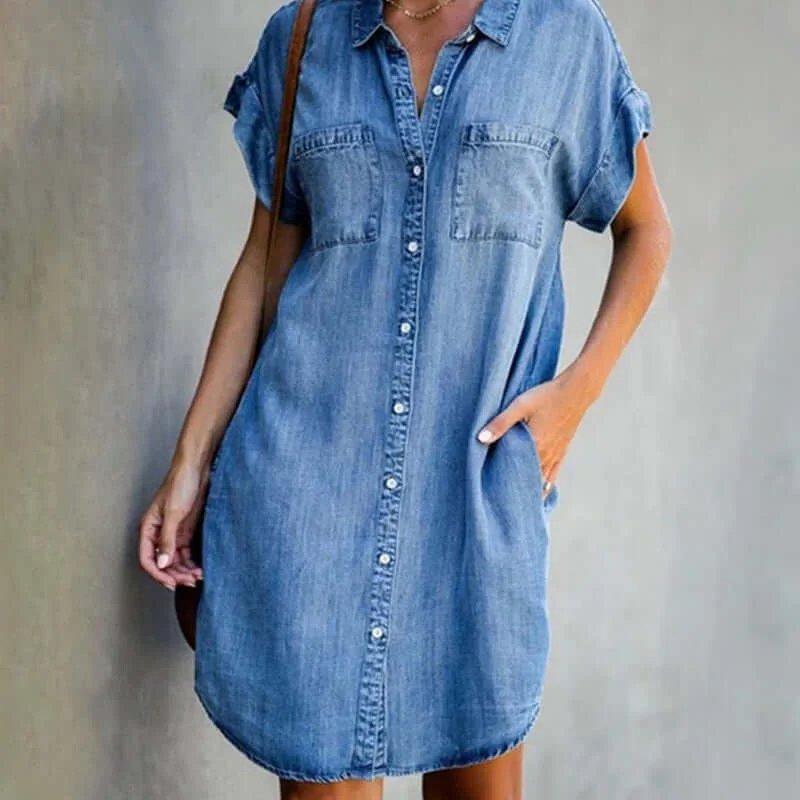 The Best Offers Are Here!Valerie™ Elegant Denim Dress with Tummy Coverage