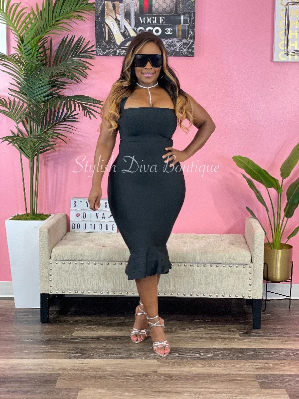 Price Drop Alert!Victoria Bandage Midi Dress (Black)