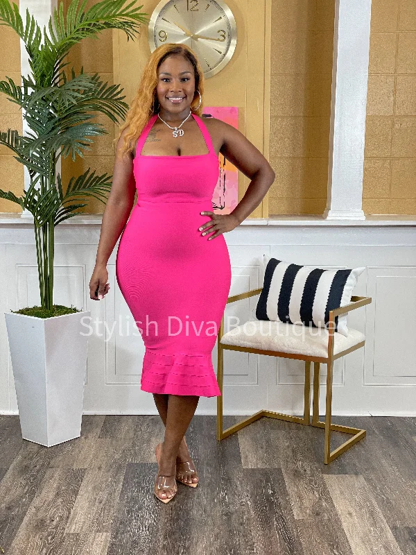 Huge Savings – Act Now!Victoria Bandage Midi Dress (Pink)