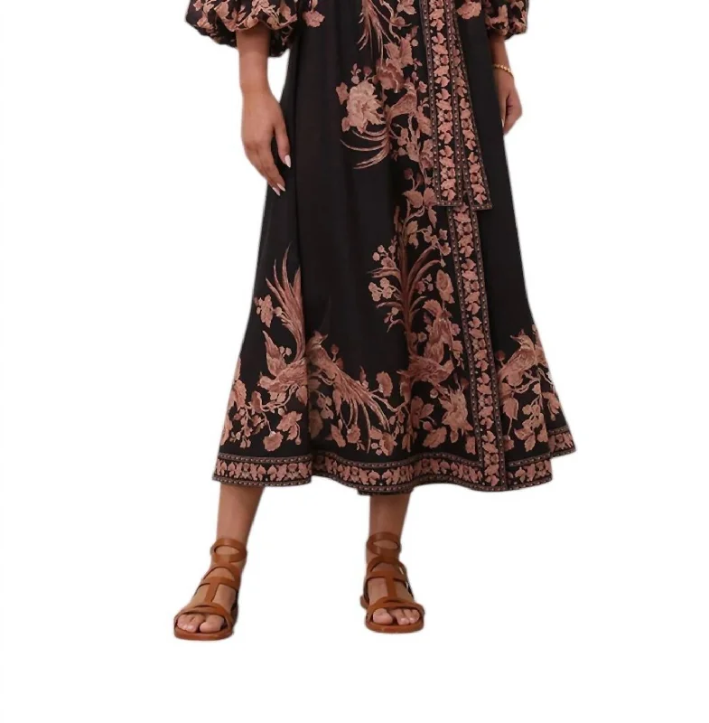 Great Deals, Just for You!Waverly Wrap Midi Dress In Black Bird Floral