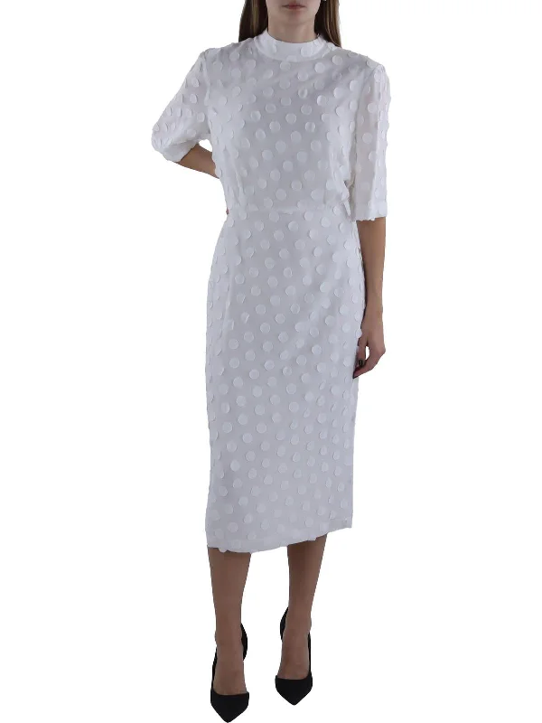 Lowest Prices Guaranteed!Womens Below Knee Polka Dot Midi Dress