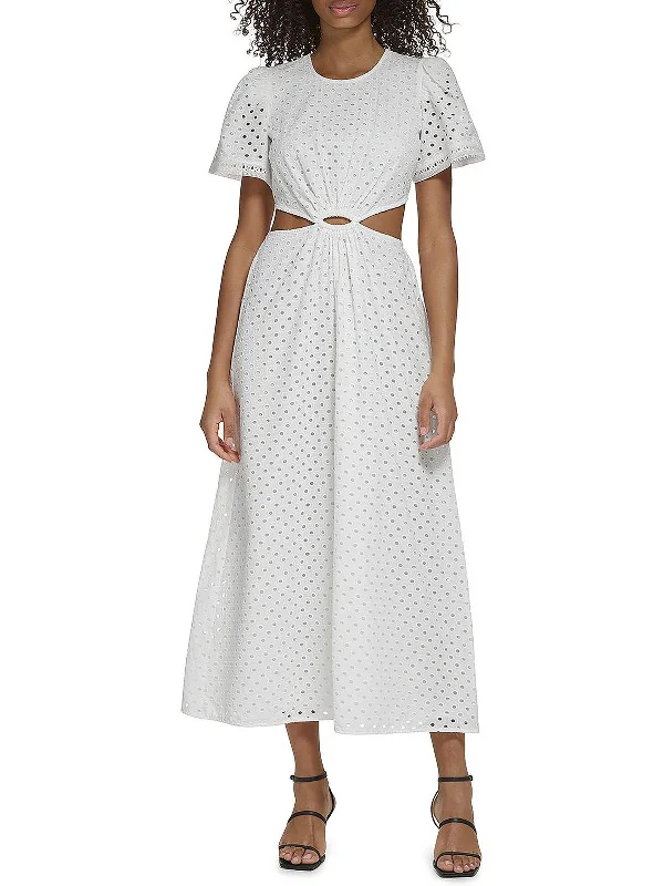 Today Only – Don’t Miss It!Womens Cotton Eyelet Midi Dress