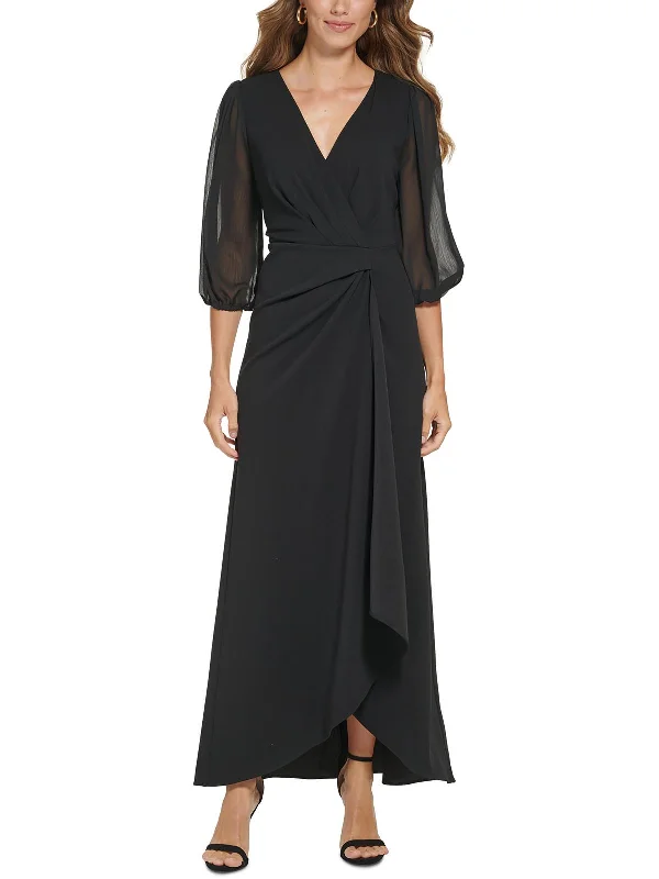 Hottest Discounts of the Year!Womens Crepe Faux Wrap Midi Dress