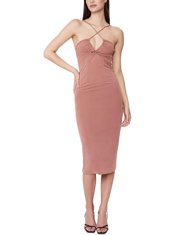 Stock Up and Save!Womens Criss Cross Neck Calf Midi Dress