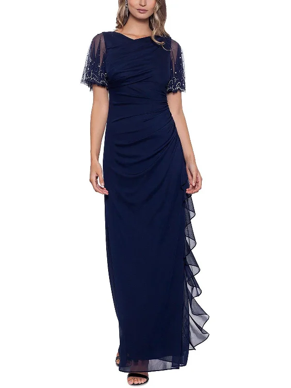 Buy More, Pay Less!Womens Embellished Cascade Evening Dress