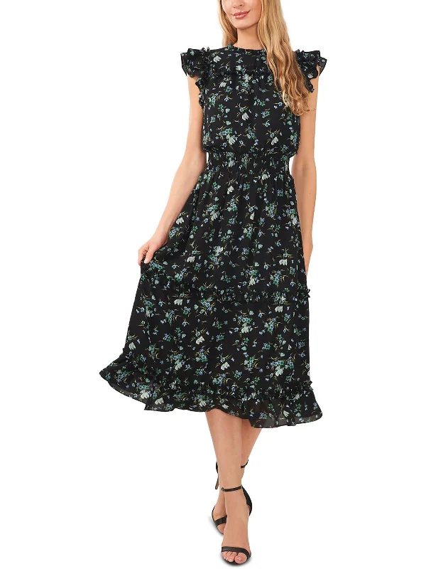 Price Drop Alert!Womens Floral Calf Midi Dress