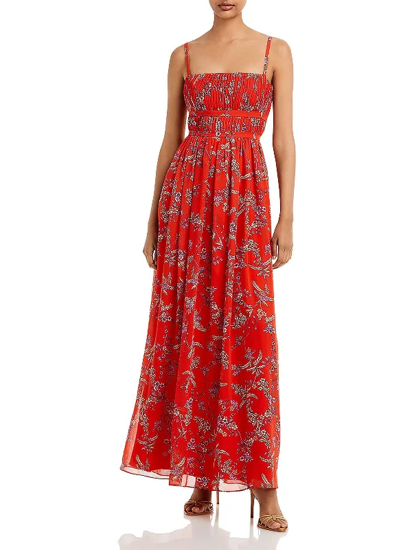 Exclusive Offers You’ll Love!Womens Floral Square Neck Evening Dress