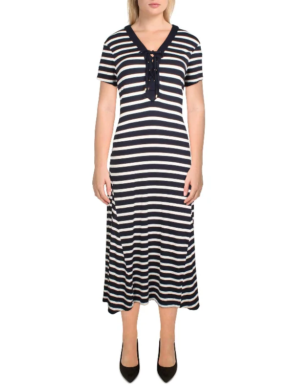 Grab Yours Before It’s Too Late!Womens Jersey Striped Midi Dress