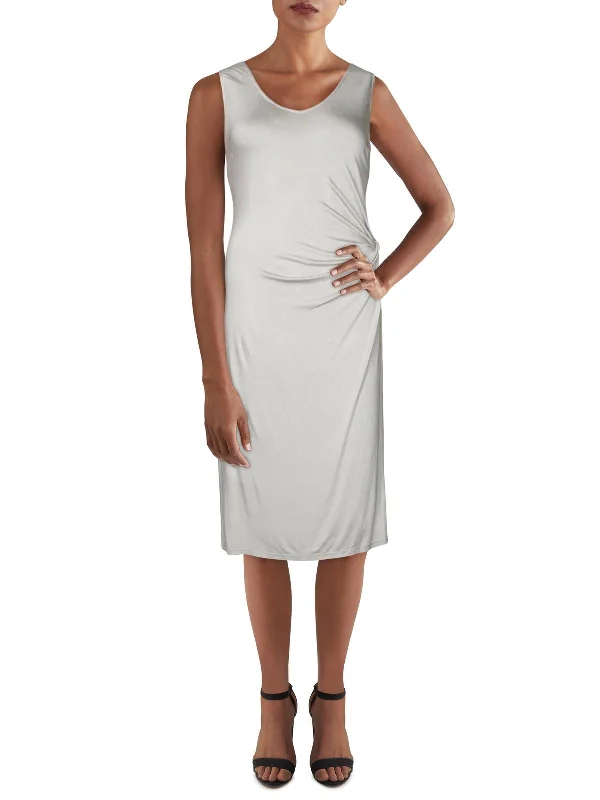 Shop Early, Save Big!Womens Knot-Front V Neck Midi Dress