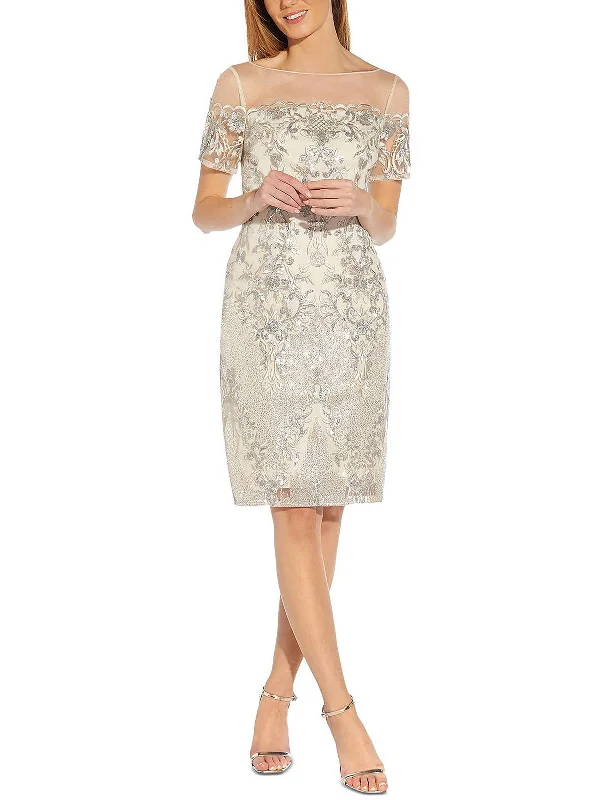 Amazing Prices You Can’t Resist!Womens Mesh Embroidered Cocktail and Party Dress