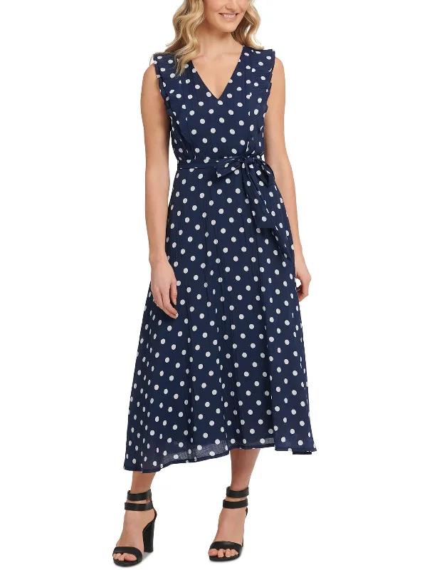 Buy More, Pay Less!Womens Polka Dot Midi Midi Dress