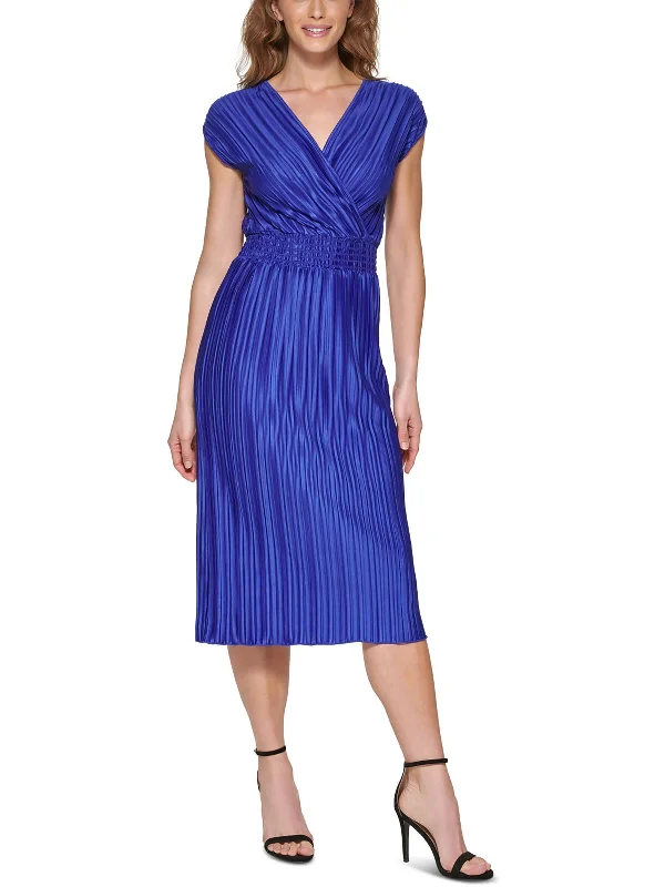 Save More When You Shop More!Womens Shutter Pleat Calf Midi Dress