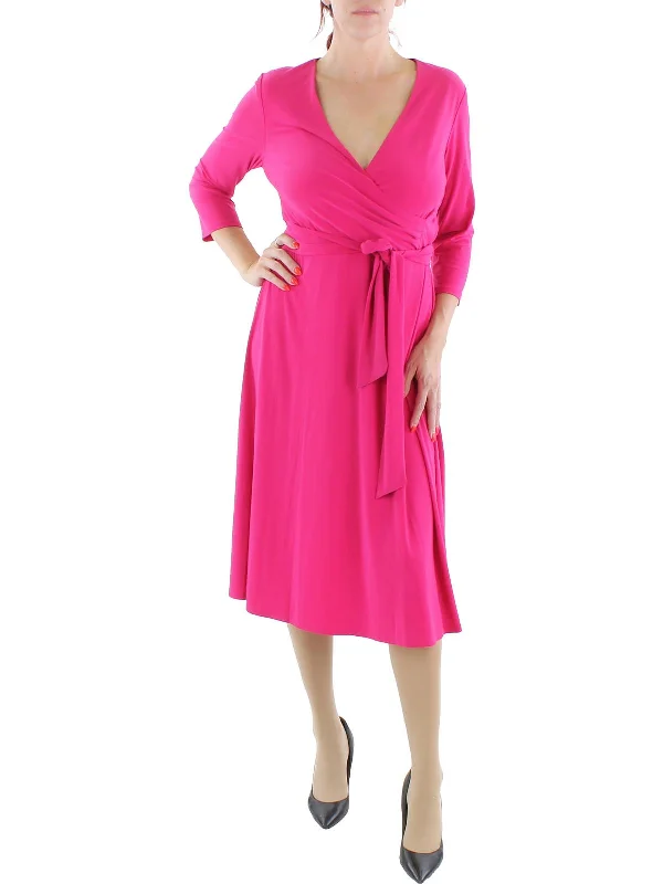 Your Wallet Will Thank You!Womens Three Quarter Sleeve Calf Midi Dress