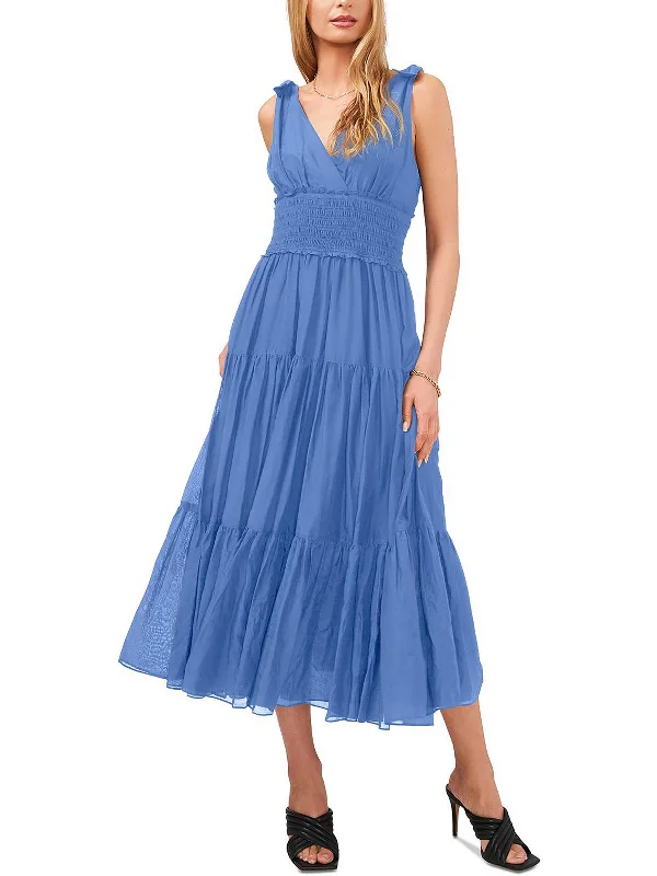 Upgrade for Less!Womens V-Neck Calf Midi Dress