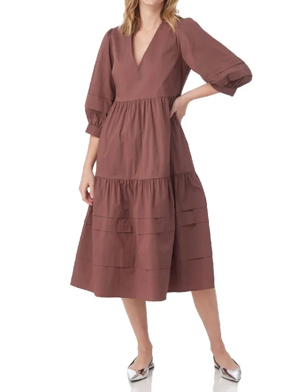 Limited Deals, Unlimited Savings!Wylie 3/4 Sleeve Midi Dress In Ember