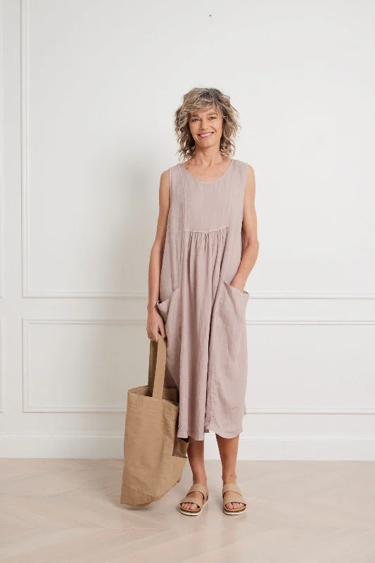 Get More, Spend Less – Shop Now!Alize Linen Sleeveless Dress with Deep Pockets