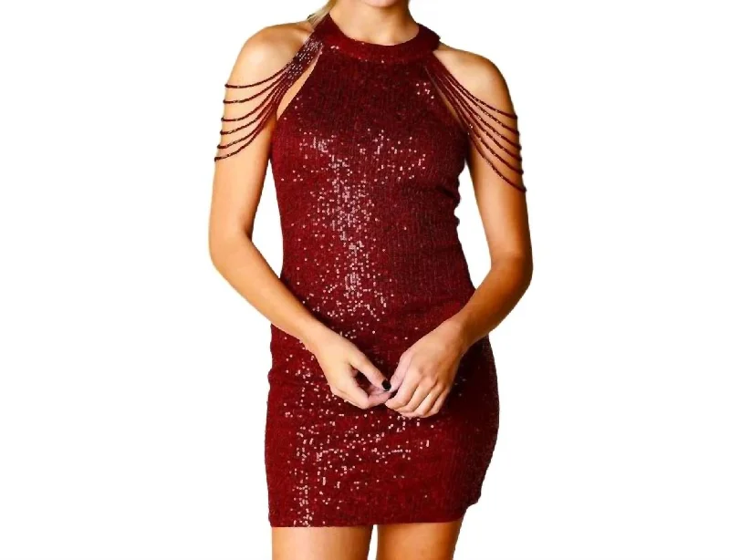 Get Ready to Save!Bodycon Holiday Dress In Burgundy