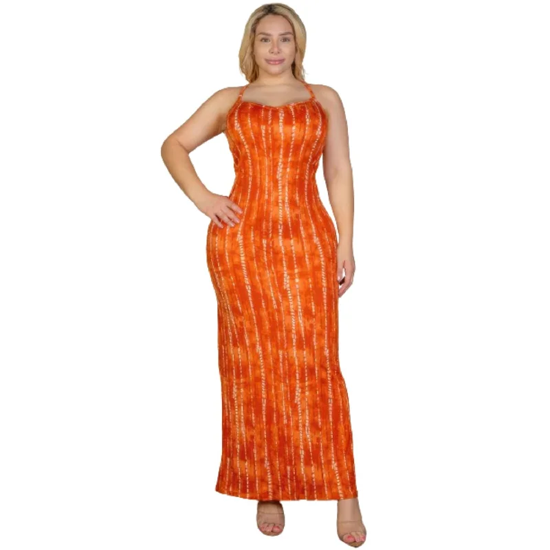 Seasonal Sale – Shop Now!Plus Size Tie Dye Printed Cami Bodycon Maxi Dress
