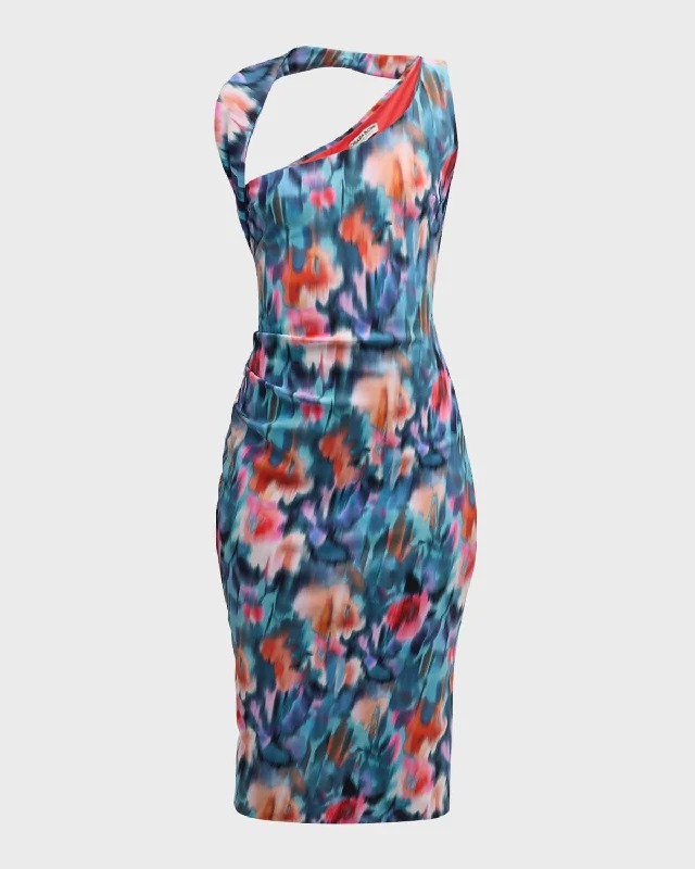 Hurry! While Supplies Last!Ruched Asymmetric Bodycon Midi Dress