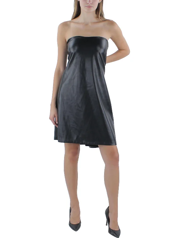 Limited Deals, Unlimited Savings!Womens Faux Leather Bodycon Mini Dress