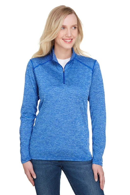 Buy One, Get One Free!A4 Womens Tonal Space Dye Performance Moisture Wicking 1/4 Zip Sweatshirt - Light Blue