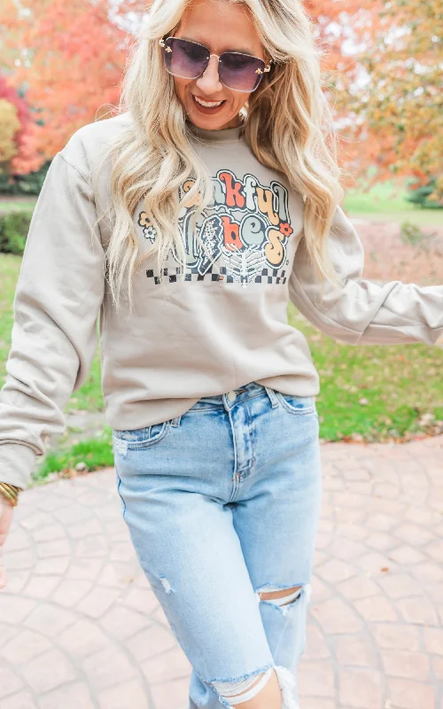 Save Like Never Before!Thankful Vibes Crewneck Sweatshirt**