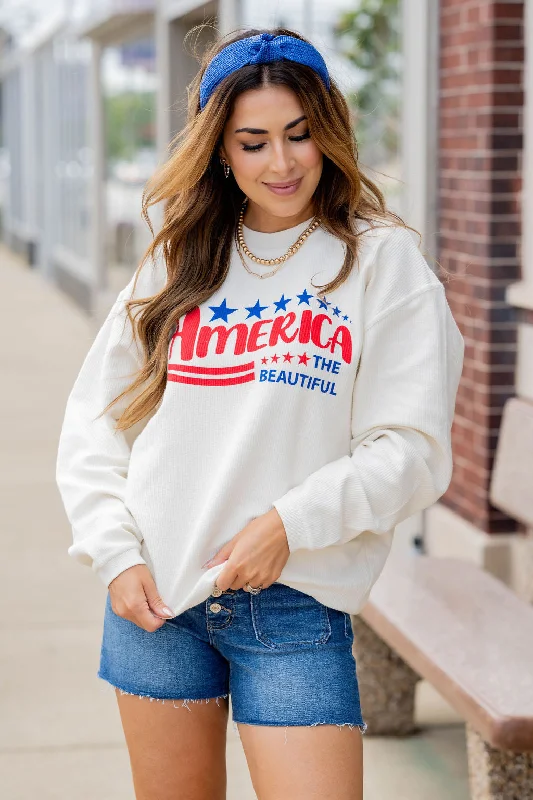 Special Offer – Act Fast!America The Beautiful Ribbed Graphic Crewneck