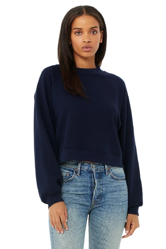 Steals and Deals Await!Bella + Canvas Womens Raglan Crewneck Sweatshirt - Navy Blue