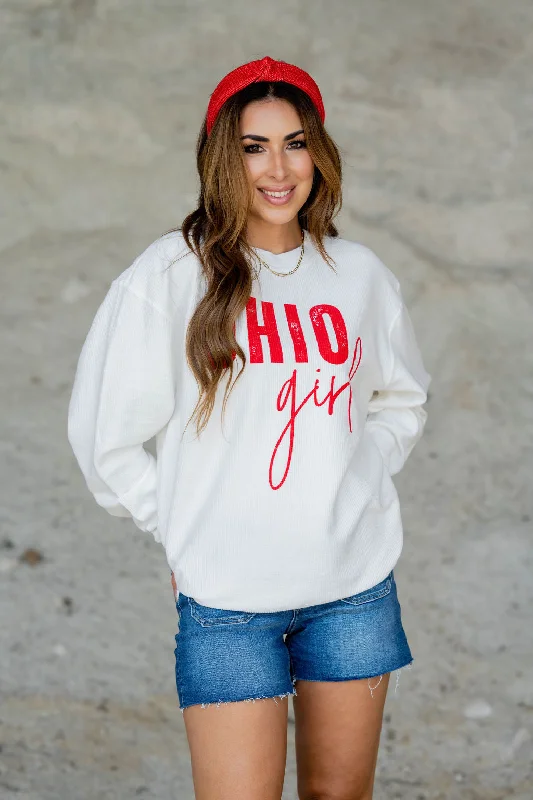 Unlock Huge Savings Now!Bold Ohio Girl Ribbed Graphic Crewneck