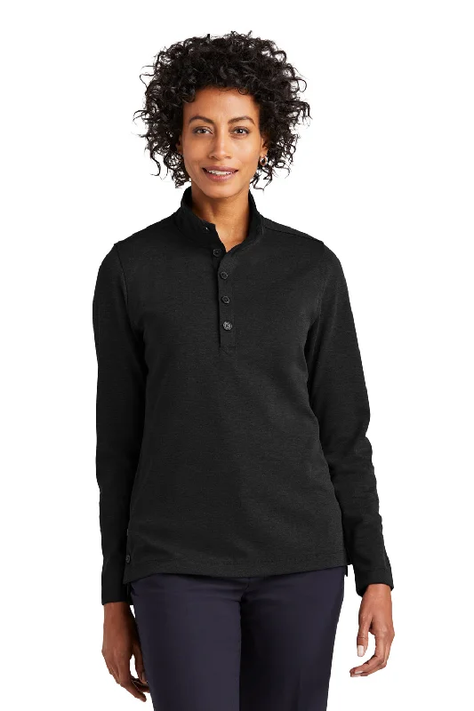 Limited Time Offer!Brooks Brothers Womens 1/4 Button Down Sweatshirt - Heather Black