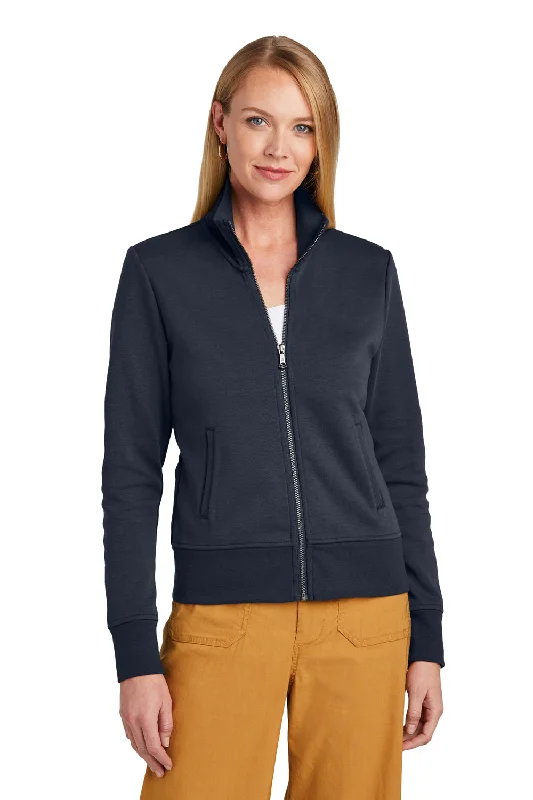 Every Deal is a Steal!Brooks Brothers Womens Double Knit Full Zip Sweatshirt - Night Navy Blue