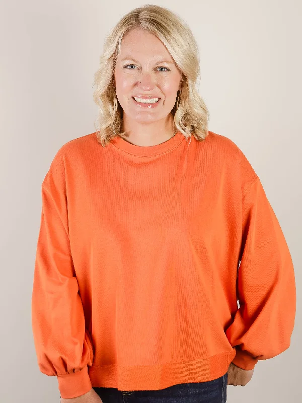 Get It Before It’s Gone!Burnt Orange Round Neck Oversized Sweatshirt