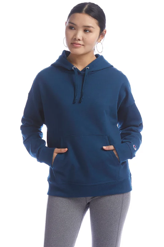 Exclusive Savings This Week!Champion Womens PowerBlend Relaxed Hooded Sweatshirt Hoodie - Late Night Blue