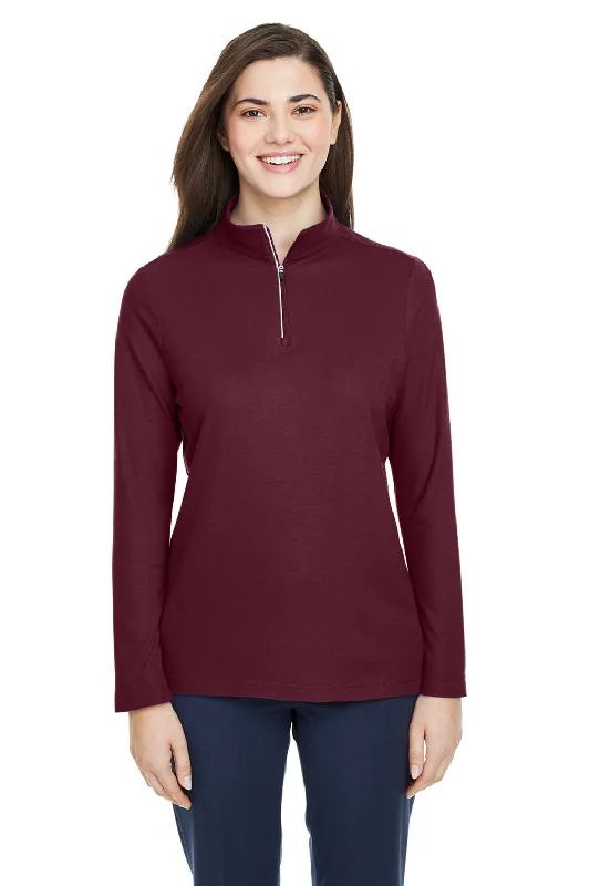 Don't Miss Out!Core 365 Womens Fusion ChromaSoft Performance Moisture Wicking Pique 1/4 Zip Sweatshirt - Burgundy