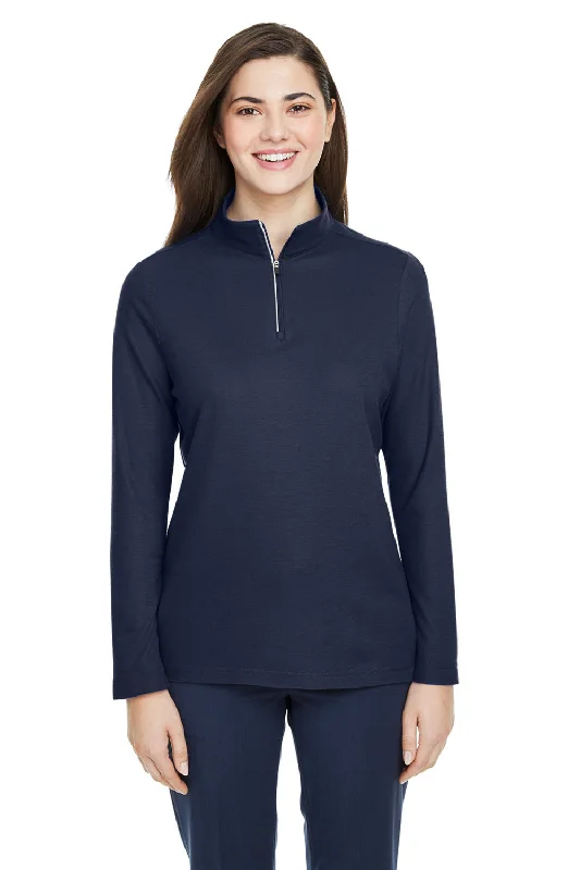 Best Offers of the Month!Core 365 Womens Fusion ChromaSoft Performance Moisture Wicking Pique 1/4 Zip Sweatshirt - Classic Navy Blue