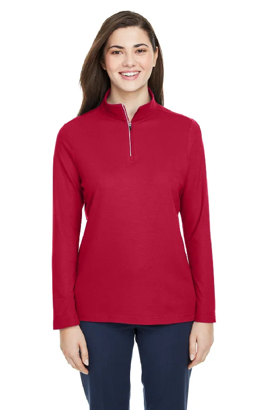 Find the Best Deals Here!Core 365 Womens Fusion ChromaSoft Performance Moisture Wicking Pique 1/4 Zip Sweatshirt - Classic Red