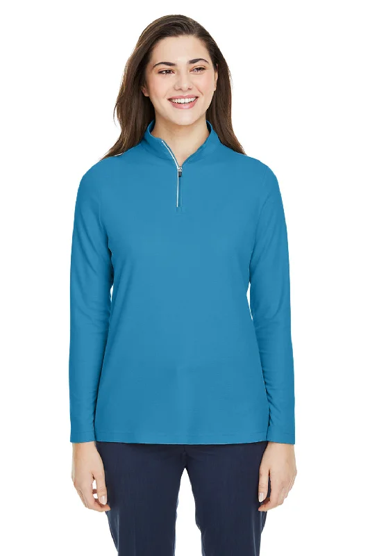 Incredible Savings Inside!Core 365 Womens Fusion ChromaSoft Performance Moisture Wicking Pique 1/4 Zip Sweatshirt - Electric Blue