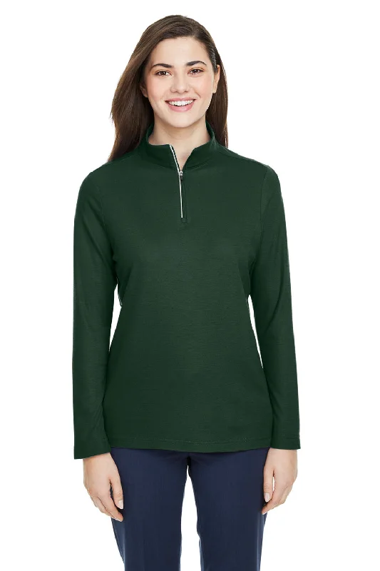 Unlock Huge Savings Now!Core 365 Womens Fusion ChromaSoft Performance Moisture Wicking Pique 1/4 Zip Sweatshirt - Forest Green