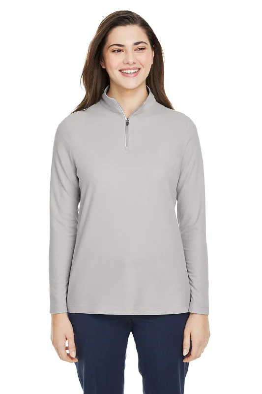 Shop More, Spend Less!Core 365 Womens Fusion ChromaSoft Performance Moisture Wicking Pique 1/4 Zip Sweatshirt - Platinum Grey