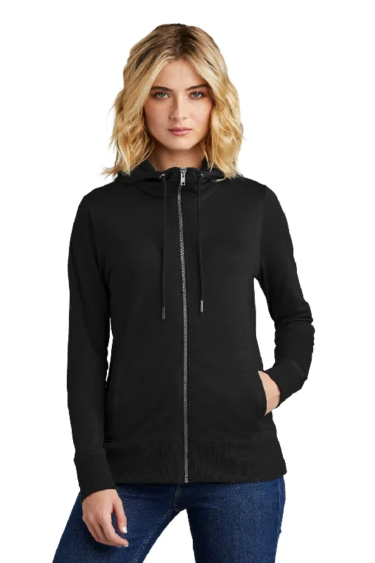 Your Shopping Spree Starts Here!District Womens French Terry Full Zip Hooded Sweatshirt Hoodie - Black