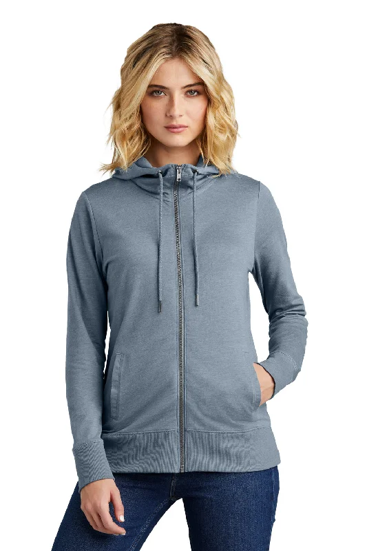 Unmissable Offers Await!District Womens French Terry Full Zip Hooded Sweatshirt Hoodie - Heather Flint Blue