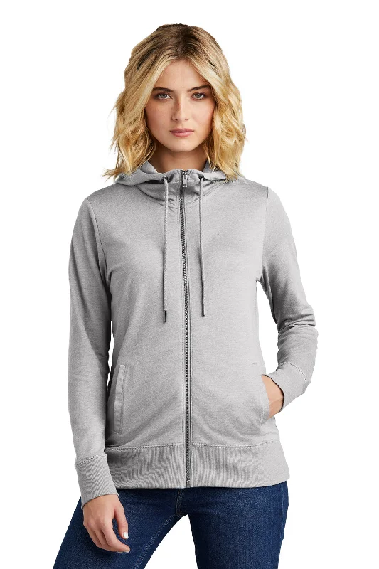 Act Fast – Limited Time Savings!District Womens French Terry Full Zip Hooded Sweatshirt Hoodie - Heather Light Grey