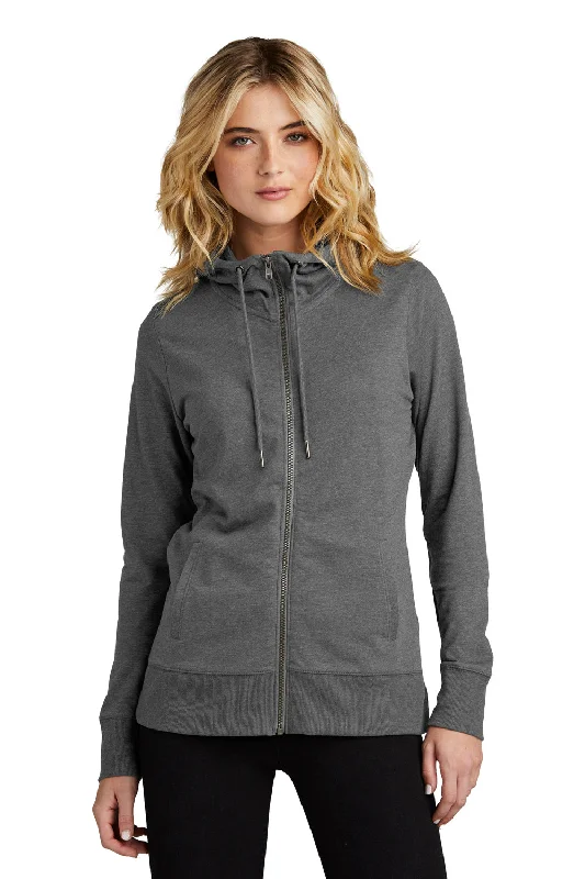 Your Wallet Will Thank You!District Womens French Terry Full Zip Hooded Sweatshirt Hoodie - Washed Coal Grey