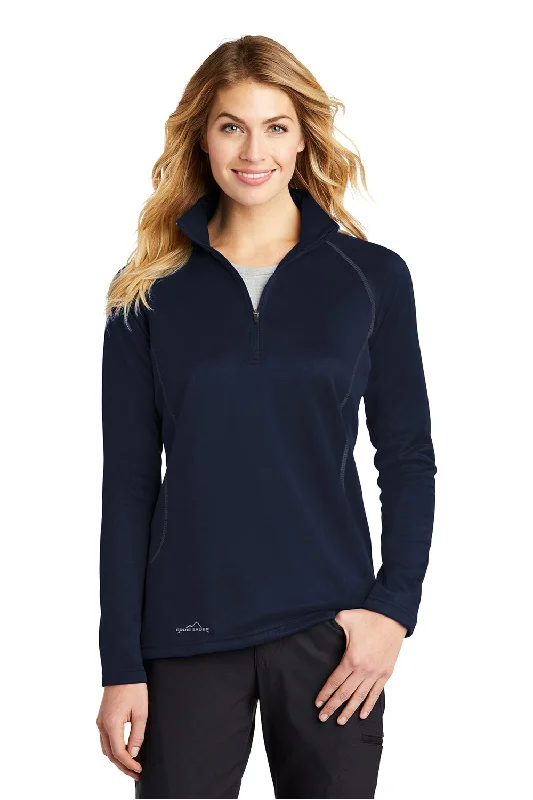 Time to Save Big!Eddie Bauer Womens Smooth Fleece 1/4 Zip Sweatshirt - River Navy Blue