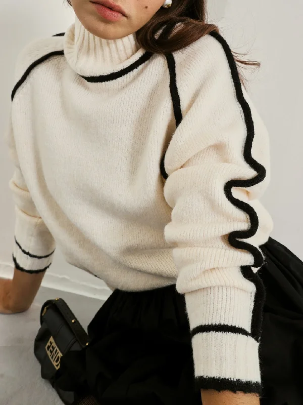 Snag the Best Prices Now!Esta Contrast Trim Soft Touch Sweater | Cream/Black