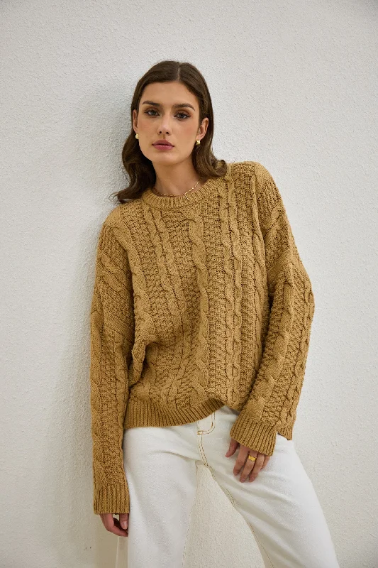 Hottest Discounts of the Year!Faith Mocha Cable Knit Sweater