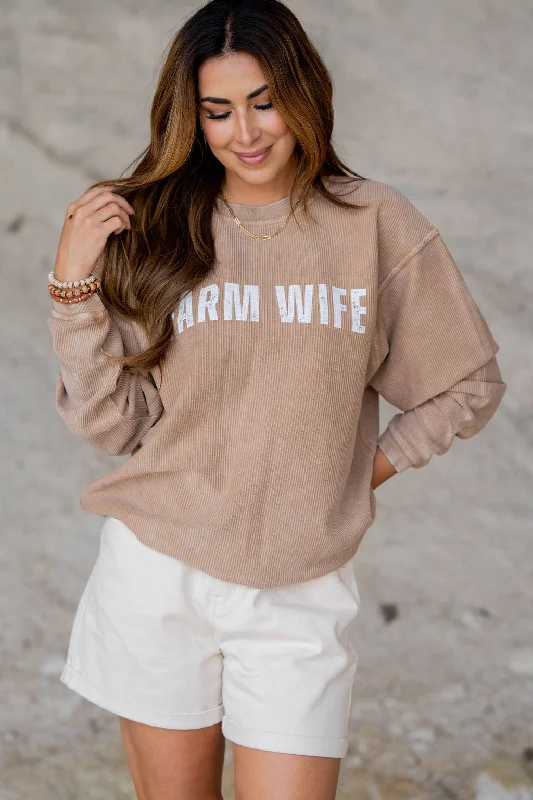 Your Chance to Save is Now!Farm Wife Ribbed Graphic Crewneck