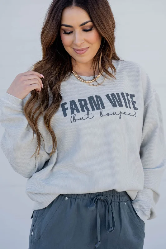 Flash Deals – Act Quickly!Farmwife But Boujee Ribbed Graphic Crewneck