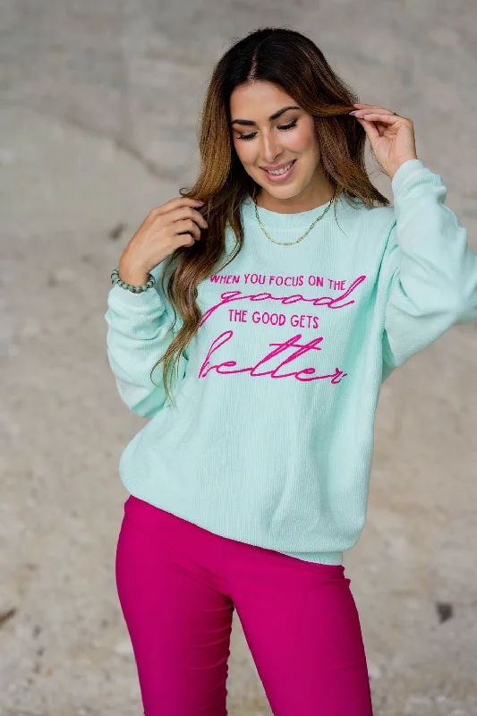 Act Fast – Limited Time Savings!Focus On The Good Ribbed Graphic Crewneck