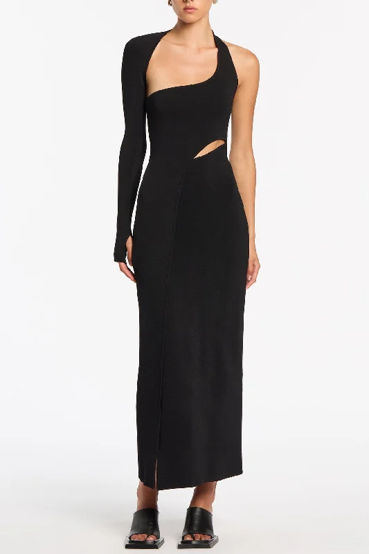 Time to Save Big!Gianna Asymmetric Sleeve Cutout Midi Bandage Dress